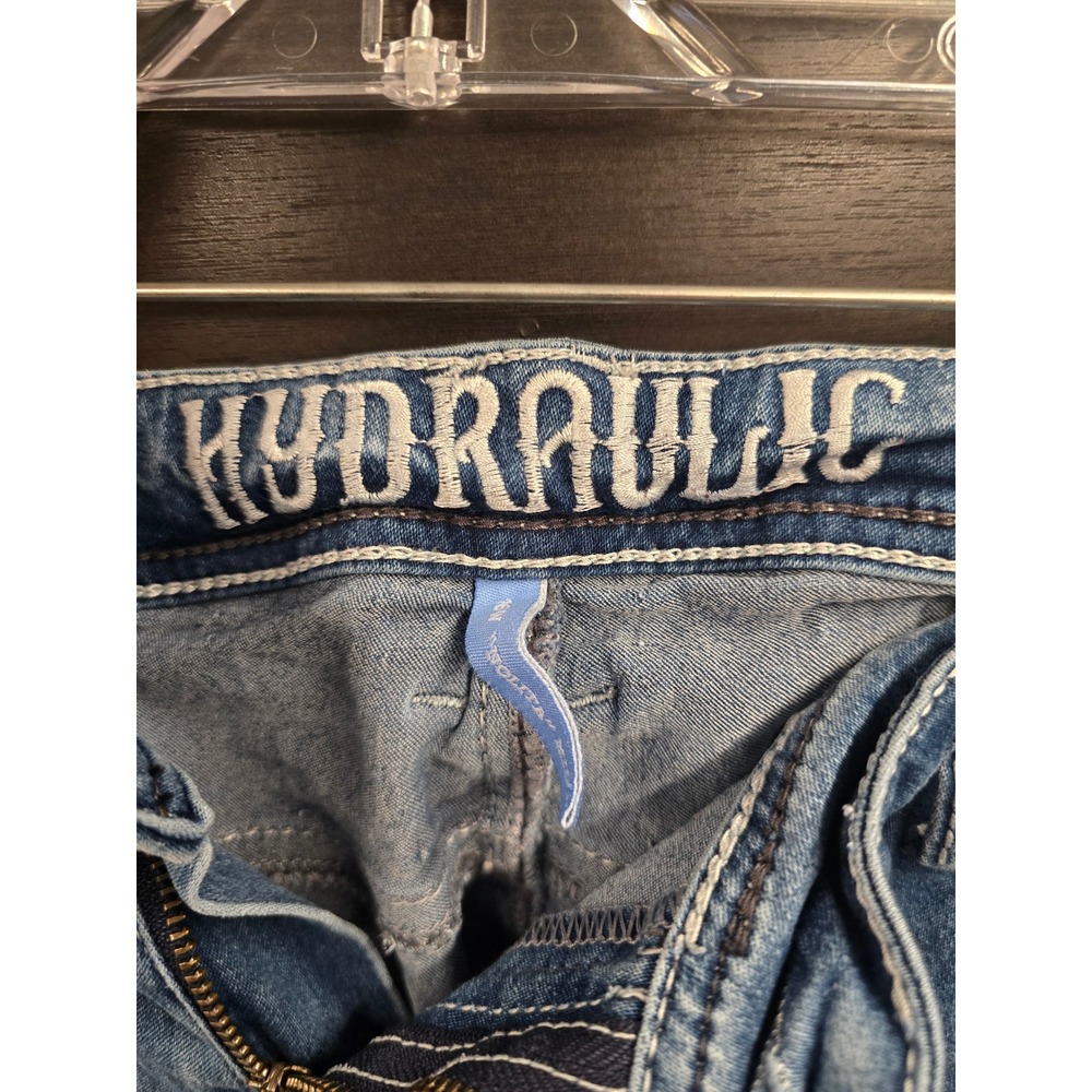 Hydraulic Nolita Mid Rise Skinny Jeans Medium Wash Embellished Pockets 16W - Picture 4 of 7